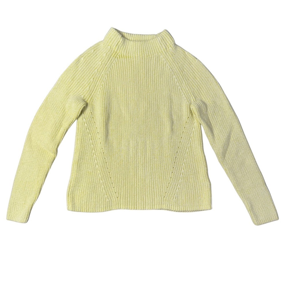 Lands End Womens Yellow Marled 100%Cotton Mock Neck Sweater M/P 10-12